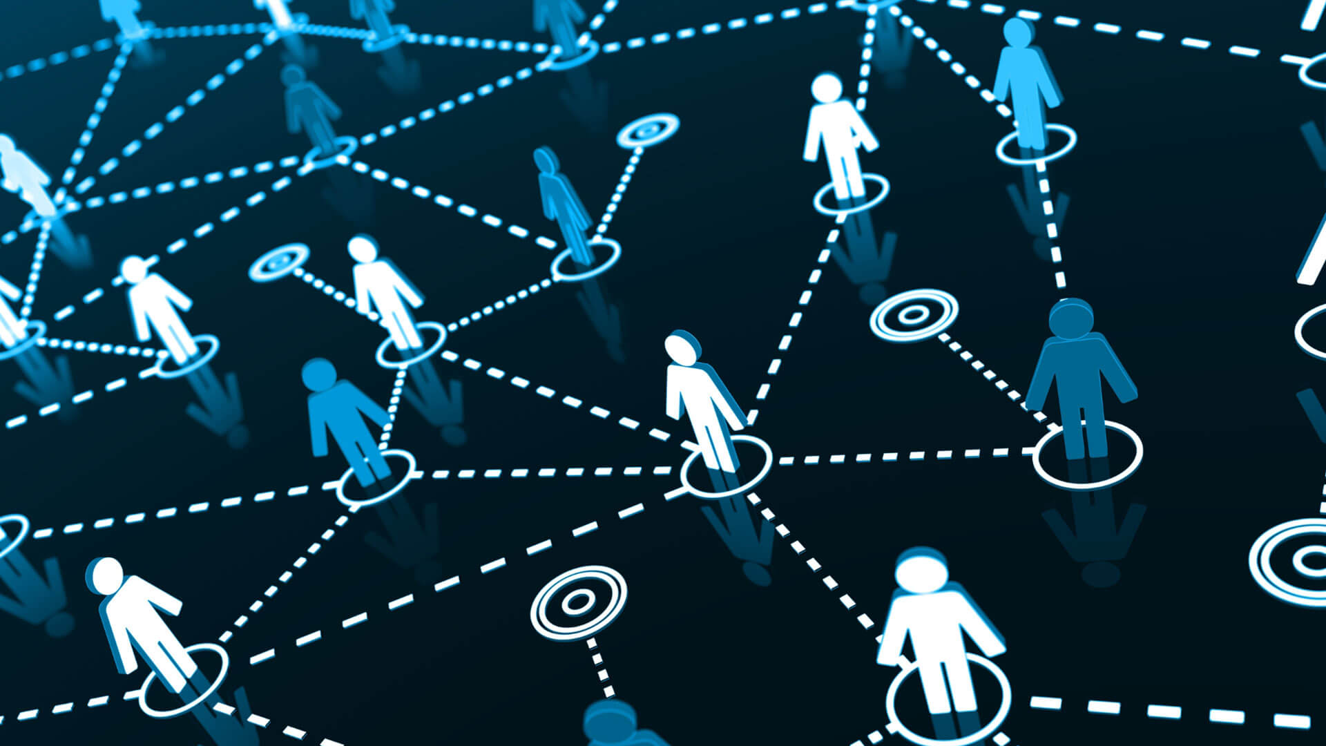 digital network graphic showing interconnected blue and white human figures with dotted lines on a dark background.